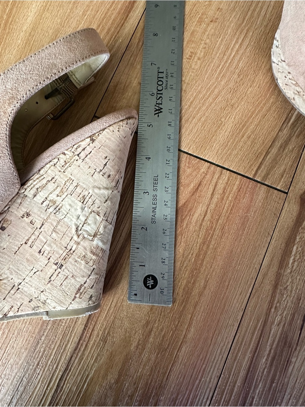 Chinese Laundry Tan Suede Cork Platform Wedge Peep Toe Sandal Size 6.5 - Picture 6 of 7